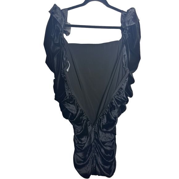 Alice & Olivia Katrice Silk Black Long Sleeve Puff Mini Dress Sz‎ 12 Women's - Picture 5 of 8